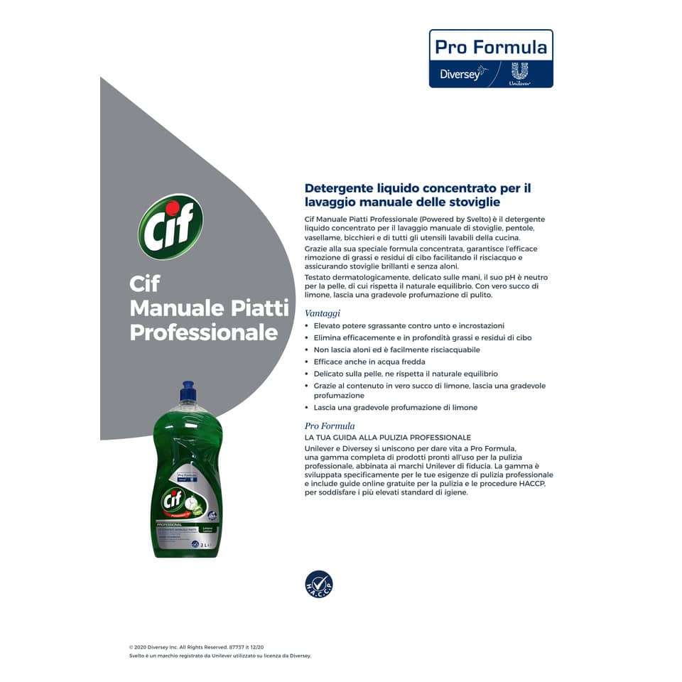 Detergente per stoviglie Svelto Più Limone Professionale - verde - flacone 2 litri - 101104955