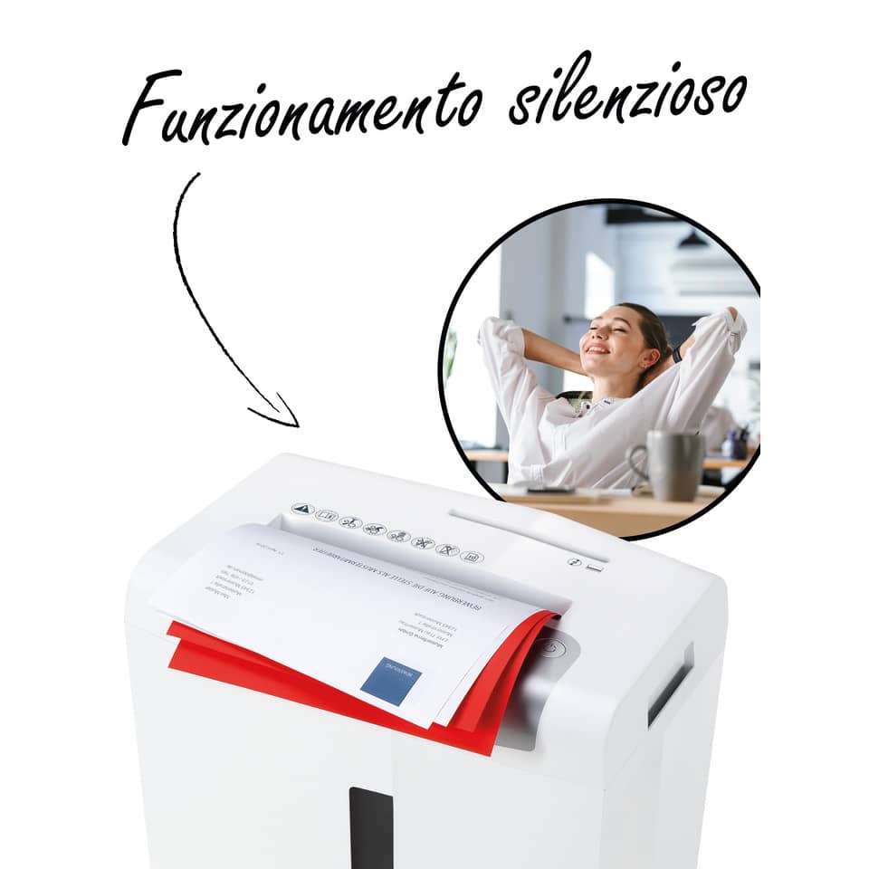 Distruggidocumenti uso moderato HSM Shredstar S10 - P-2 - 18 L - taglio a strisce 6 mm - bianco/argento - 1042121