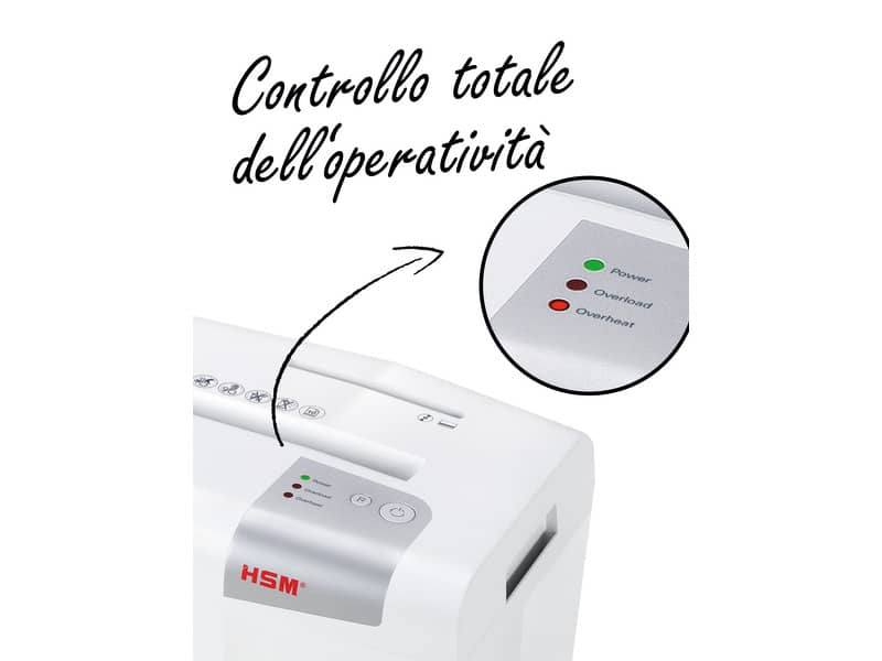 Distruggidocumenti uso moderato HSM Shredstar S10 - P-2 - 18 L - taglio a strisce 6 mm - bianco/argento - 1042121