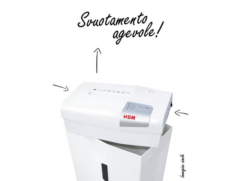 Distruggidocumenti uso moderato HSM Shredstar S10 - P-2 - 18 L - taglio a strisce 6 mm - bianco/argento - 1042121