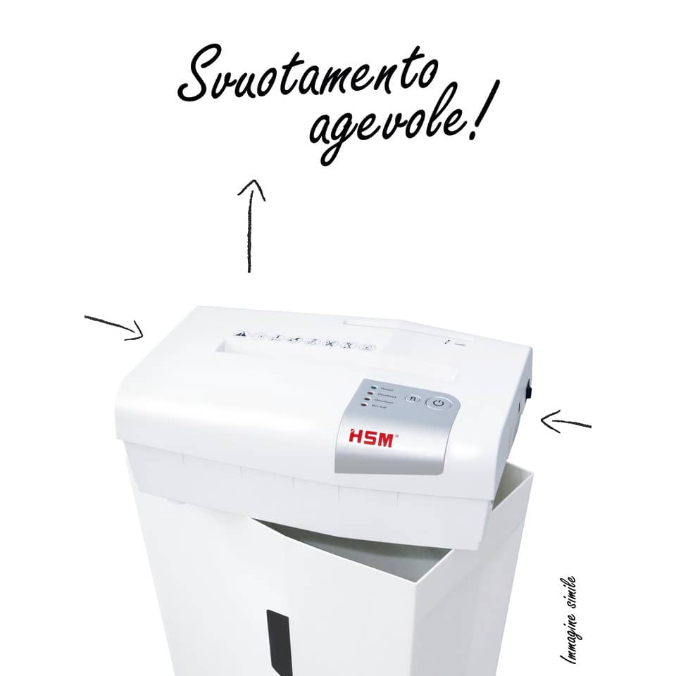 Distruggidocumenti uso moderato HSM Shredstar S10 - P-2 - 18 L - taglio a strisce 6 mm - bianco/argento - 1042121