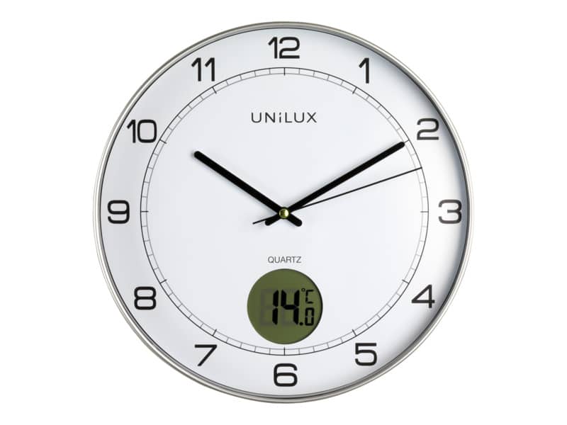 Orologio da parete UNILUX Tempus con termometro digitale Ø 30,5 cm grigio metallizzato - 400094592