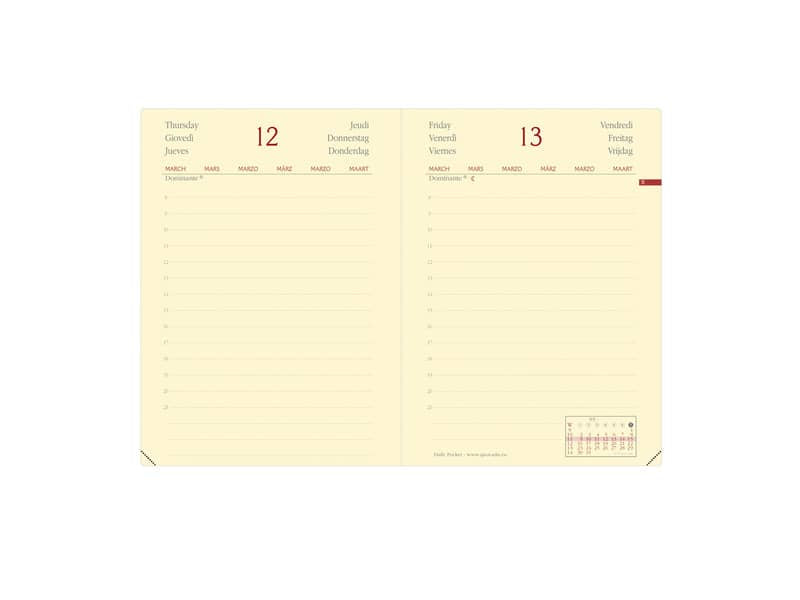 Agenda giornaliera 2022 Quo Vadis Daily Pocket Prestige - Habana 8,8x13 cm rosso 61700422MQ