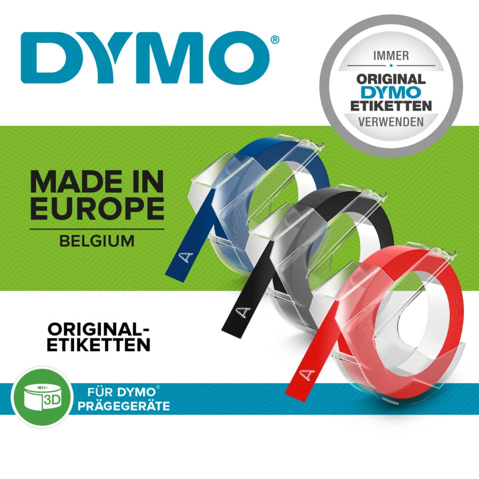 Nastri a rilievo per etichettatrici Dymo vinile 9 mm x 3 m bianco/nero blister da 3 - S0847730