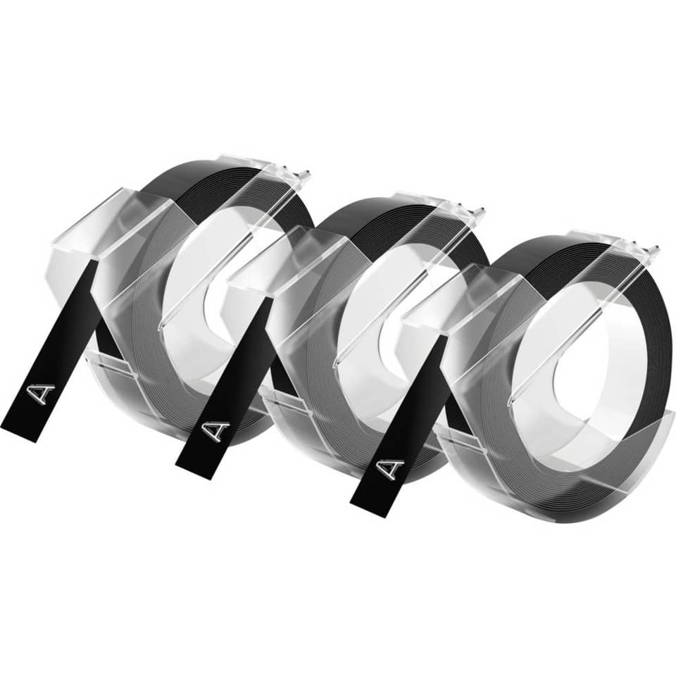 Nastri a rilievo per etichettatrici Dymo vinile 9 mm x 3 m bianco/nero blister da 3 - S0847730