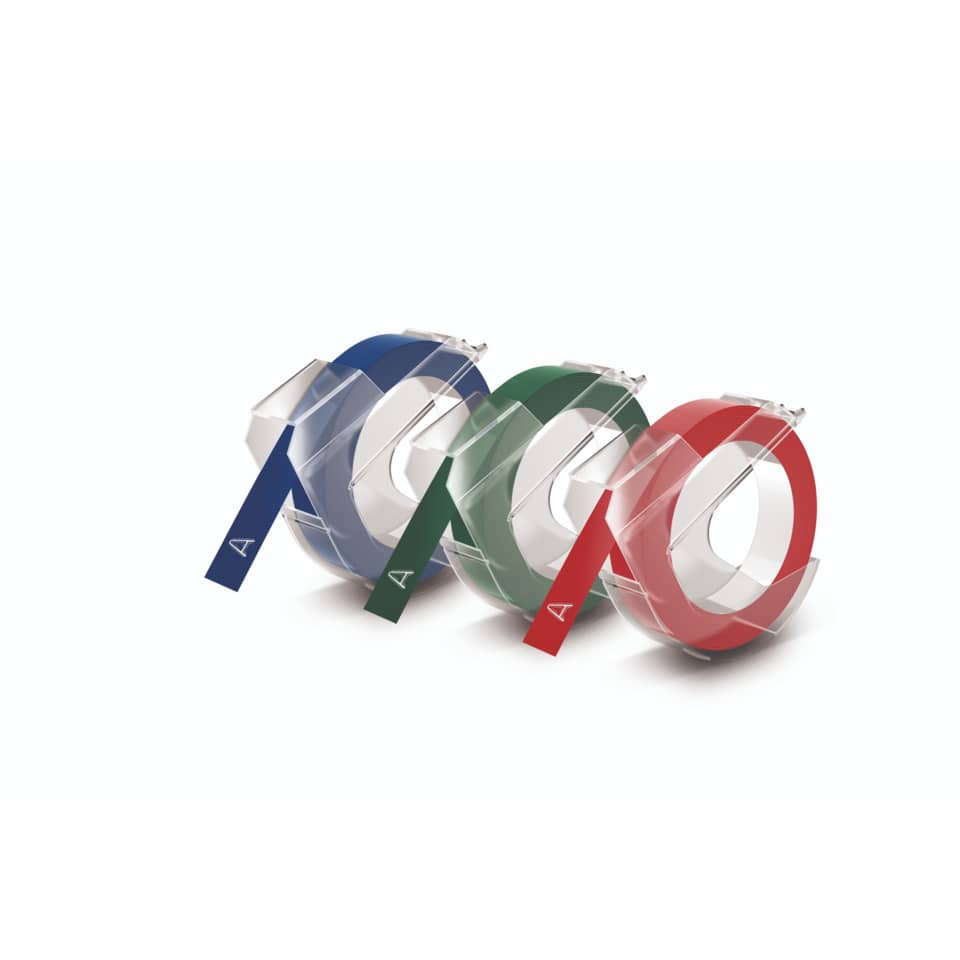 Nastri a rilievo per etichettatrici Dymo vinile 9 mm x 3 m assortiti blister da 3 - S0847750
