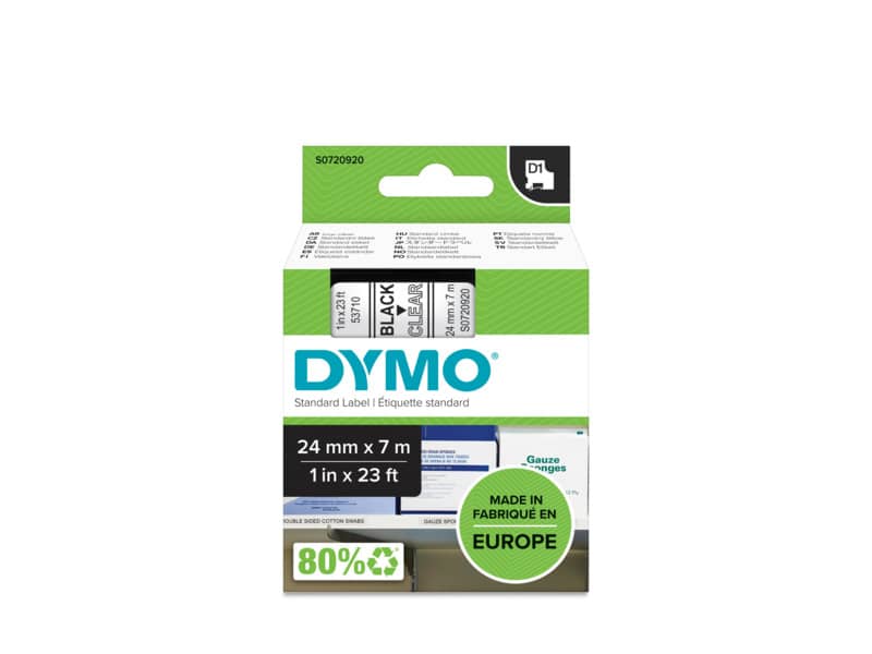 Nastro per etichettatrici Dymo D1 24 mm x 7 m nero/trasparente S0720920