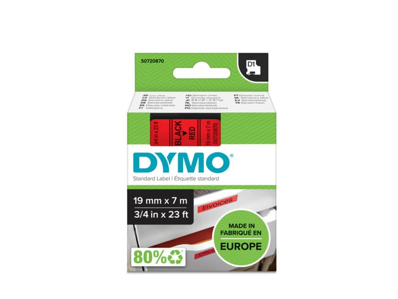 Nastro per etichettatrici Dymo D1 19 mm x 7 m nero/rosso S0720870