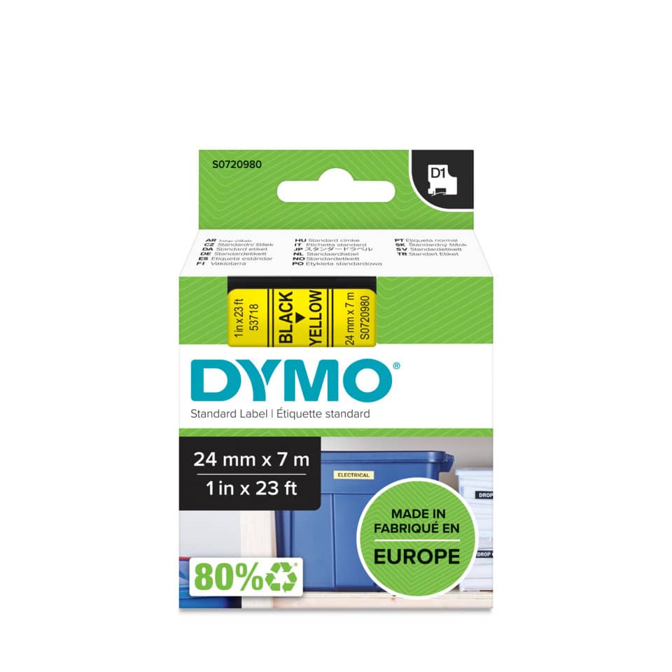 Nastro per etichettatrici Dymo D1 24 mm x 7 m nero/giallo S0720980