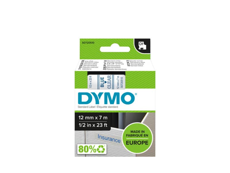 Nastro per etichettatrici Dymo D1 12 mm x 7 m blu/trasparente S0720510