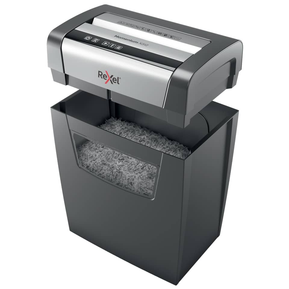 Distruggidocumenti uso moderato Rexel Momentum X312 - P-3 - 23 L - taglio a frammenti 5x42 mm - 2104572EU