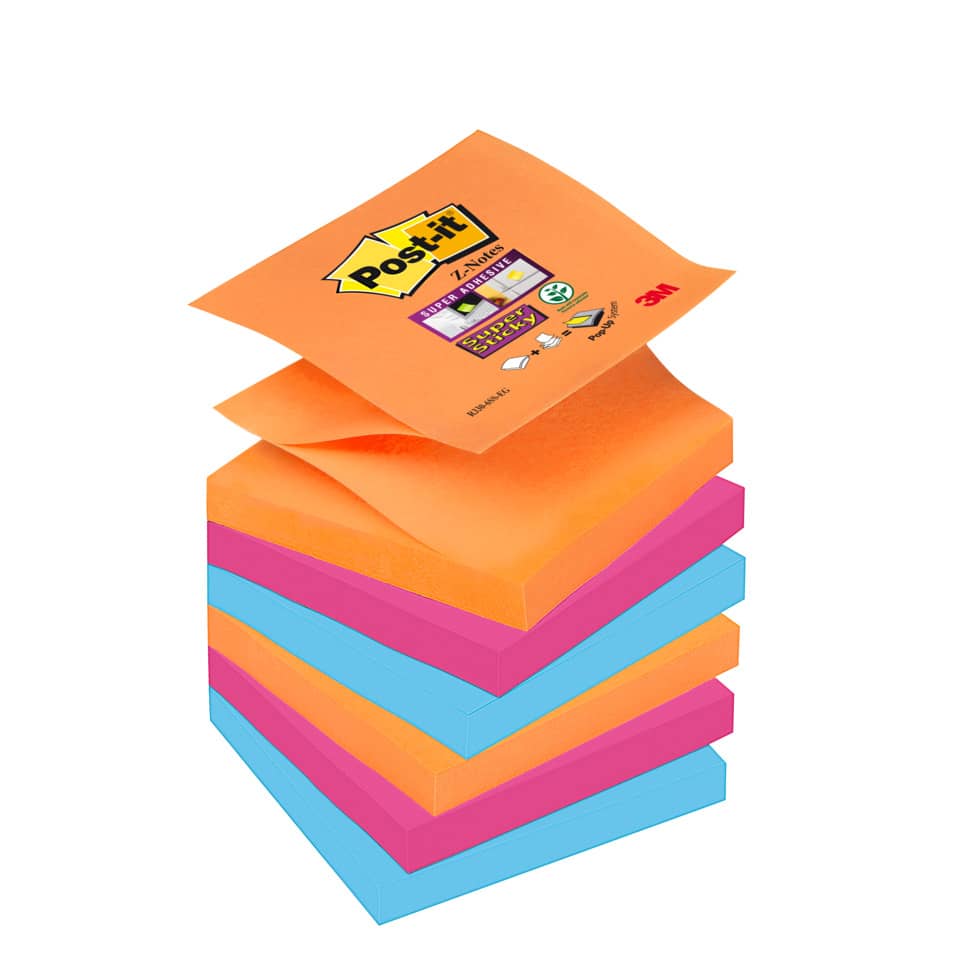 Foglietti riposizionabili Post-it® Ricarica Z-Notes Super Sticky assortiti Bangkok  6 bloc. da 90 ff - R330-6SS-EG