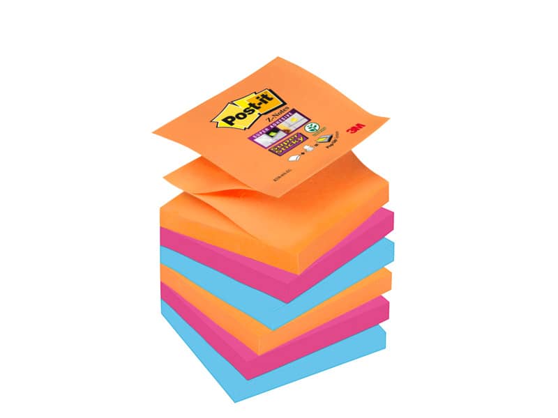 Foglietti riposizionabili Post-it® Ricarica Z-Notes Super Sticky assortiti Bangkok  6 bloc. da 90 ff - R330-6SS-EG