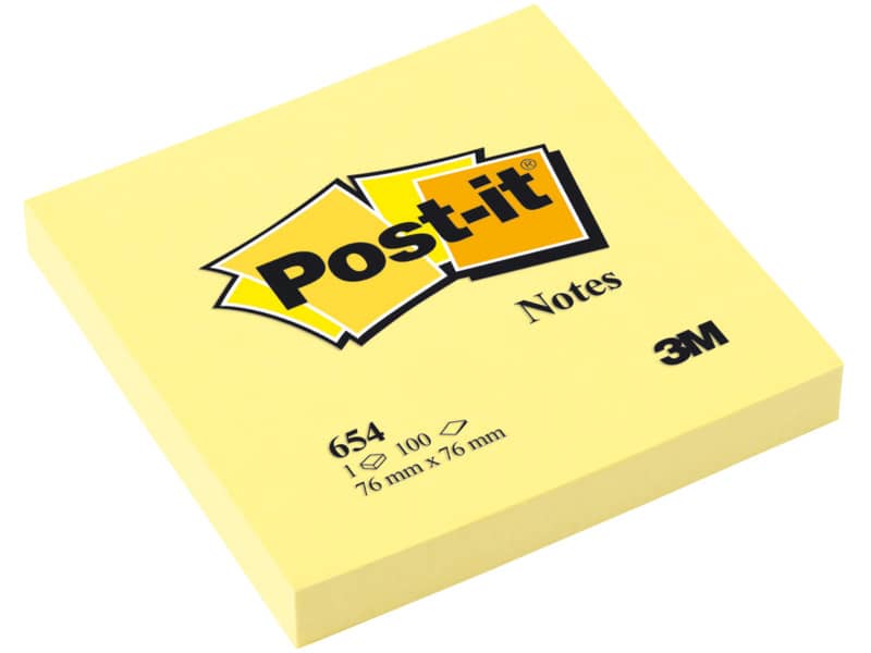 Foglietti riposizionabili classici Post-it® Notes Giallo Canary™ blocchetto da 100 ff - 654