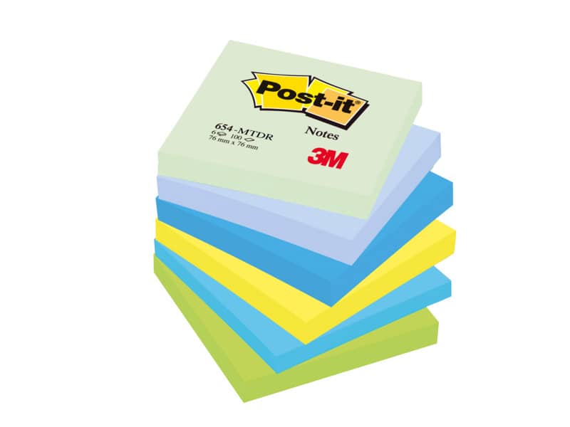 Foglietti riposizionabili Post-it® Notes Dream 76x76 mm neon assortiti conf. 6 bloc. da 100 ff - 654-MTDR