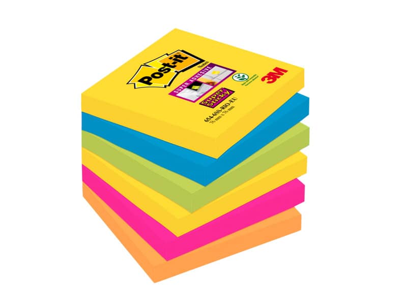 Foglietti riposizionabili Post-it® Super Sticky Rio de Janeiro 76x76 mm assortiti conf. 6 blocchetti da 90 ff - 654-6SS