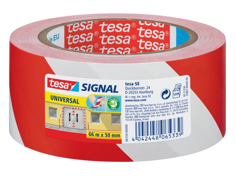 Nastro segnaletico tesa Signal Universale OPP adesivo acrilico 50mm x 66m rosso-bianco - 58134-00000-00