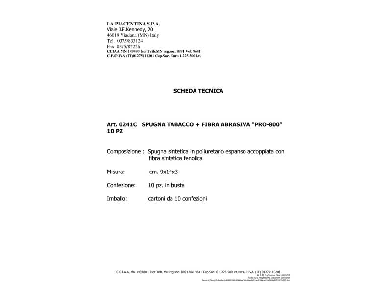 Spugna con abrasivo Perfetto factory Pro 800 spugna tabacco / abrasivo verde conf. 10 pz. - 0241C