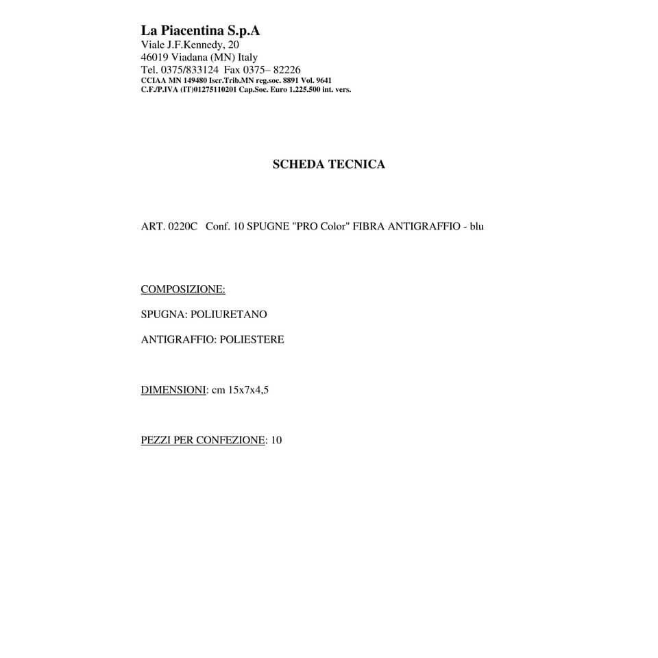 Spugna con abrasivo perfetto factory Pro Color spugna blu /abrasivo bianco 15x7x4,5 cm - conf. 10 pz. - 0220C