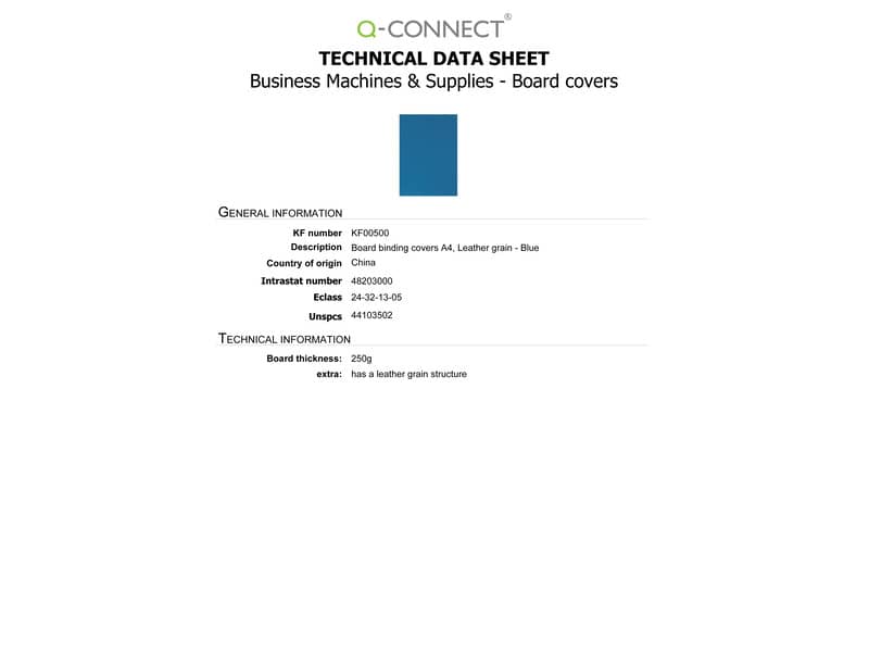 Copertina per rilegatura Q-Connect A4 250 g/m² blu goffrato Conf. 100 pezzi - KF00500