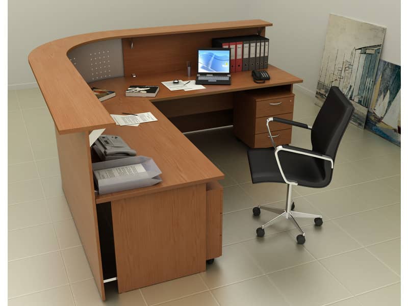 Bancone reception Artexport Presto angolare 90° 96,5x96,5x115h cm finitura noce chiaro - pannello in metallo - BA/4