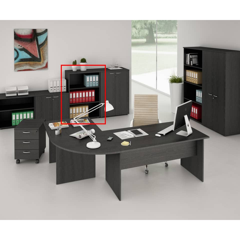 Mobile a giorno medio Artexport Presto 2 ripiani regolabili 80x35x120 cm nero venato frassino - 035/8