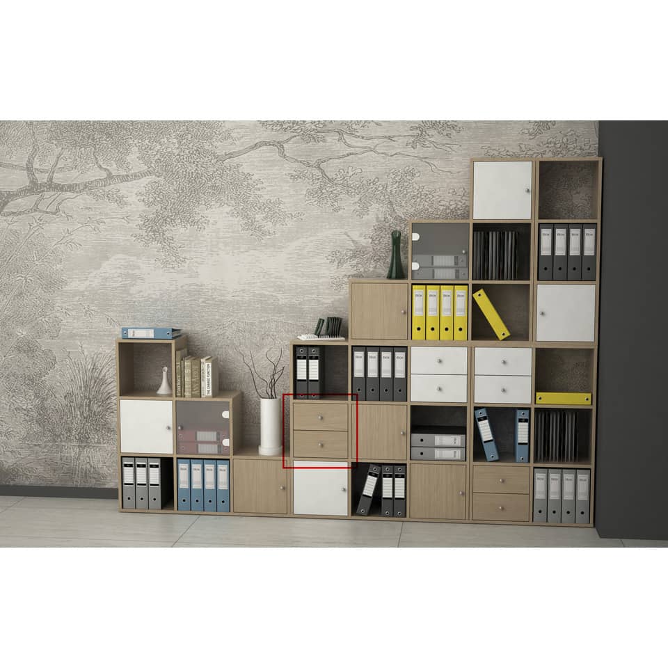 Coppia di cassetti per libreria componibile Artexport Maxicolor 32,5x28,8x32,5 cm - rovere - 2C-MaxC-C
