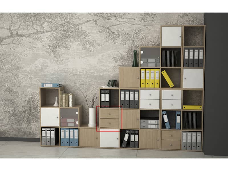 Coppia di cassetti per libreria componibile Artexport Maxicolor 32,5x28,8x32,5 cm - rovere - 2C-MaxC-C