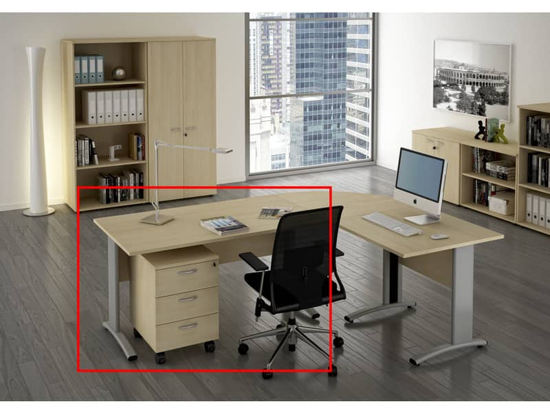 Scrivania Artexport Presto 160x80xH.72cm piano faggio - fianchi in metallo a L color alluminio - 003+30511/6