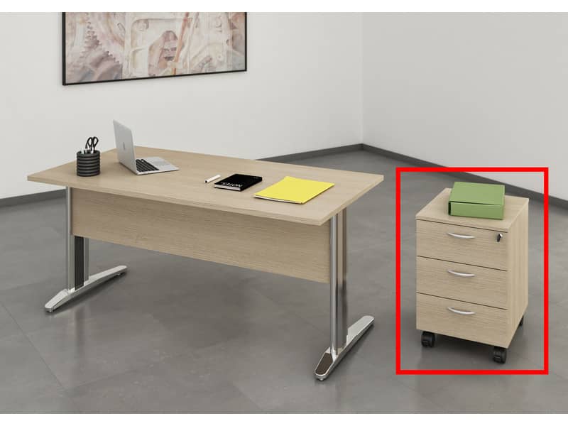 EC - Cassettiera a tre cassetti montata Artexport Presto 41,8x52x59,5 cm rovere - 60019/C