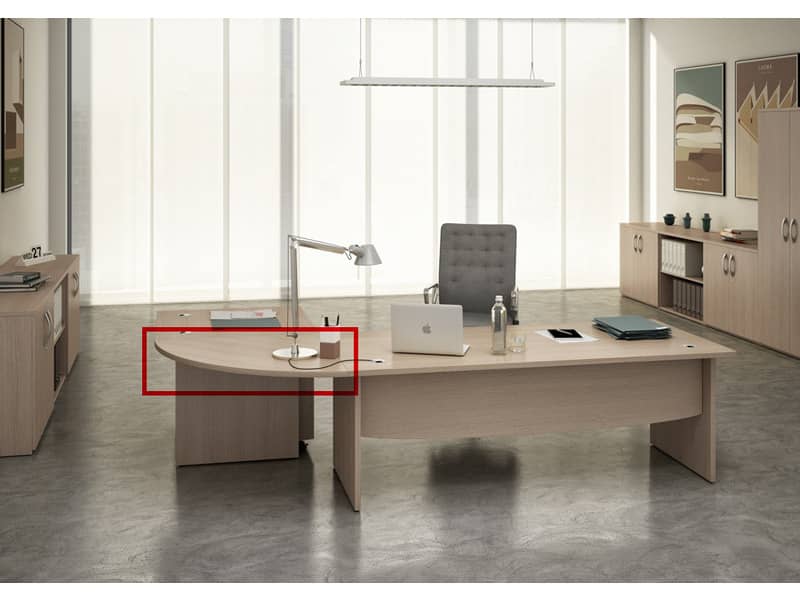 Raccordo angolare 90° per scrivanie Artexport Flex 80x80x73 cm - rovere con gamba grigio alluminio L90E+60011-C