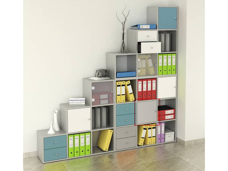 Coppia di antine per libreria componibile Artexport Maxicolor - 32,2x32,2 cm - grigio alluminio
