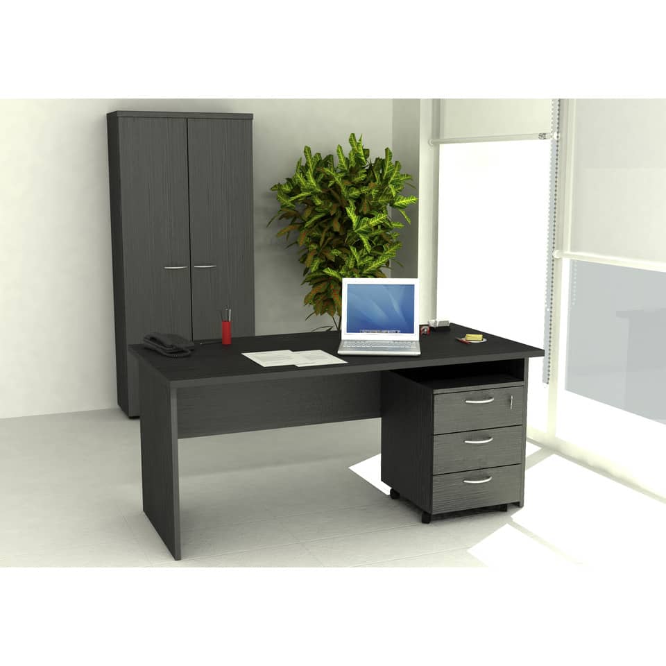 Scrivania Artexport Presto 160x80xH.72 cm - fianchi melanimico spessore 22 mm - nero venato frassino - 003+60111/8