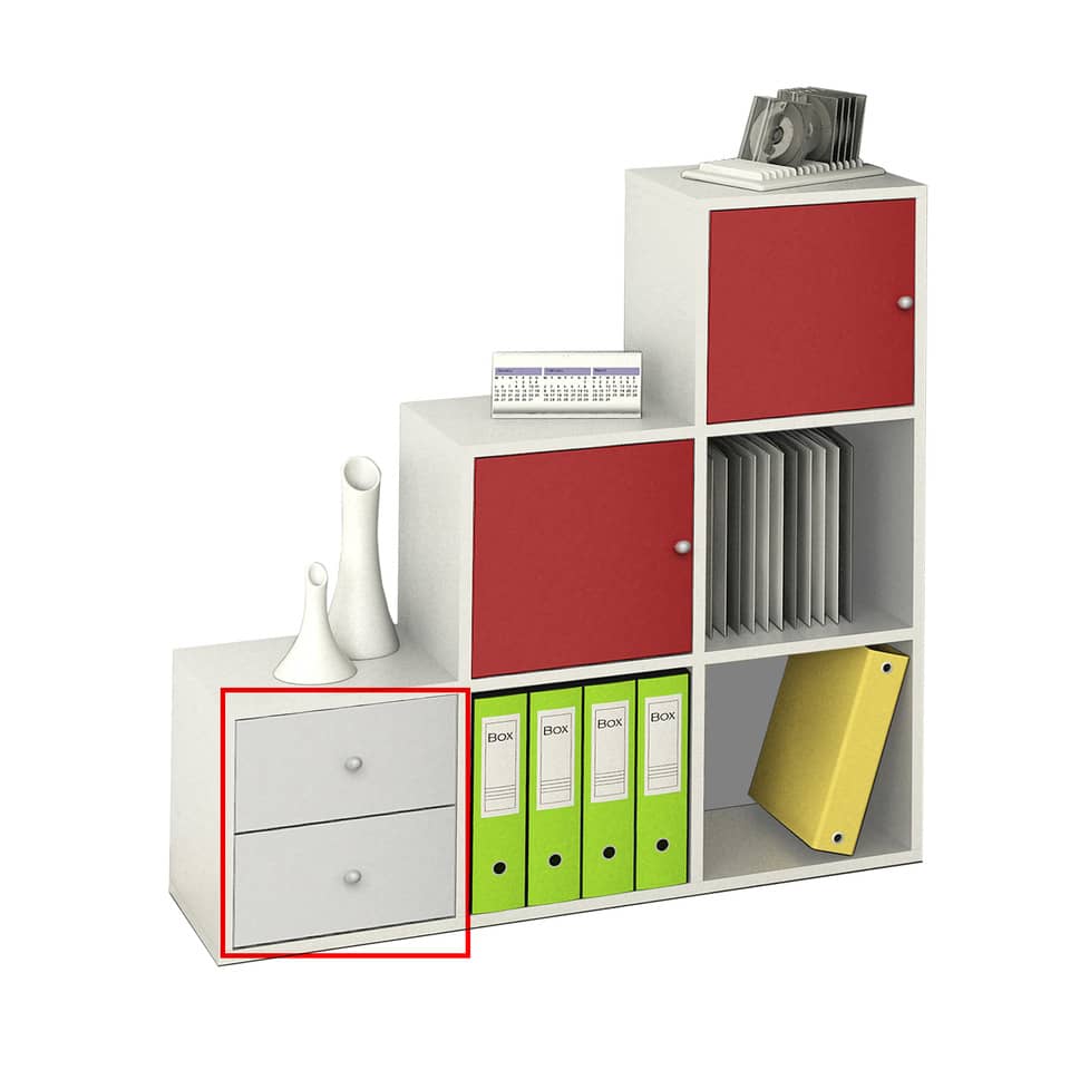 Coppia di cassetti per libreria componibile Artexport Maxicolor 32,5x28,8x32,5 cm - Bianco - 2C-MaxC-3