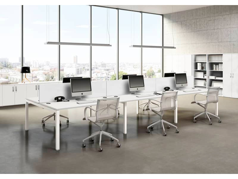 Scrivania per open space Artexport Bridge Bench 2 postazioni - 120x168x72,5 cm - bianco - BENCH120X2-3