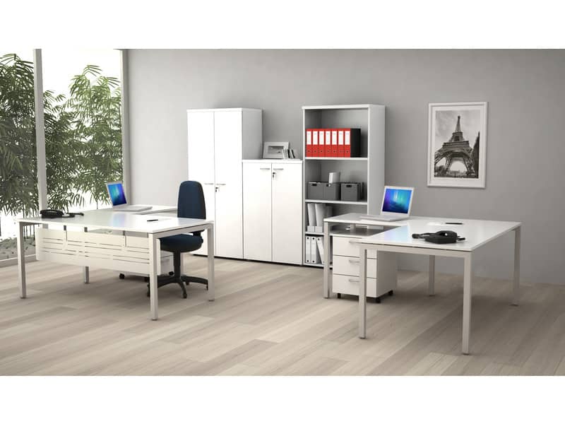 Scrivania Artexport Presto Venere Plus 160x80x72,5 cm piano bianco - gambe in metallo - 66003 + 86711N  + 86308N/3
