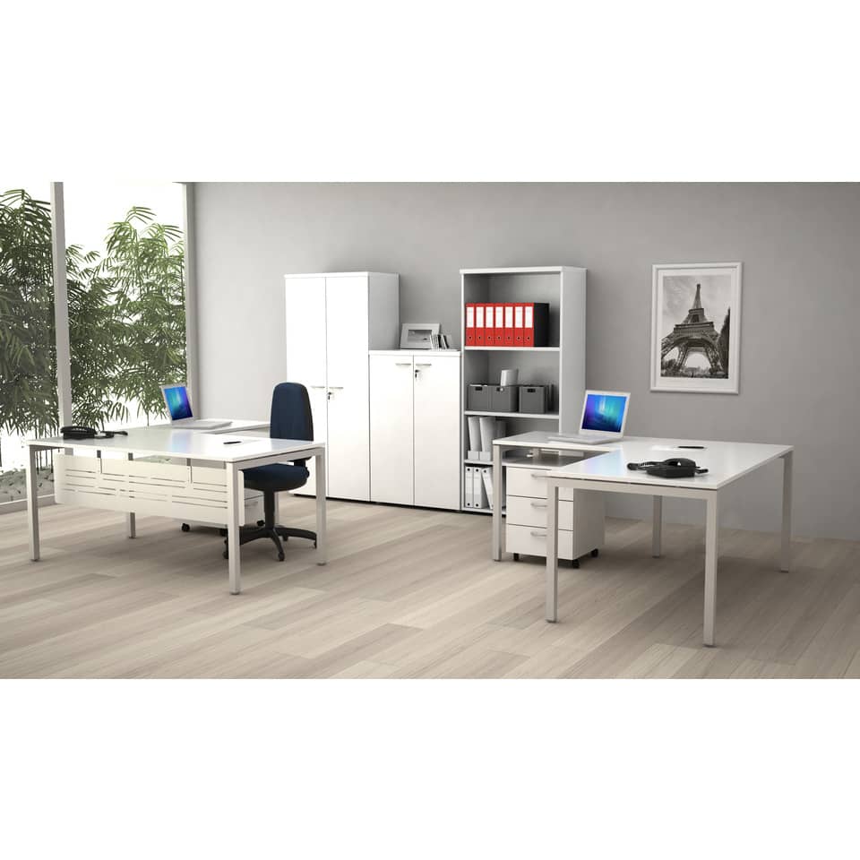 Scrivania Artexport Presto Venere Plus 180x80x72,5 cm piano bianco - gambe in metallo - 66005 + 86711N  + 86309N/3