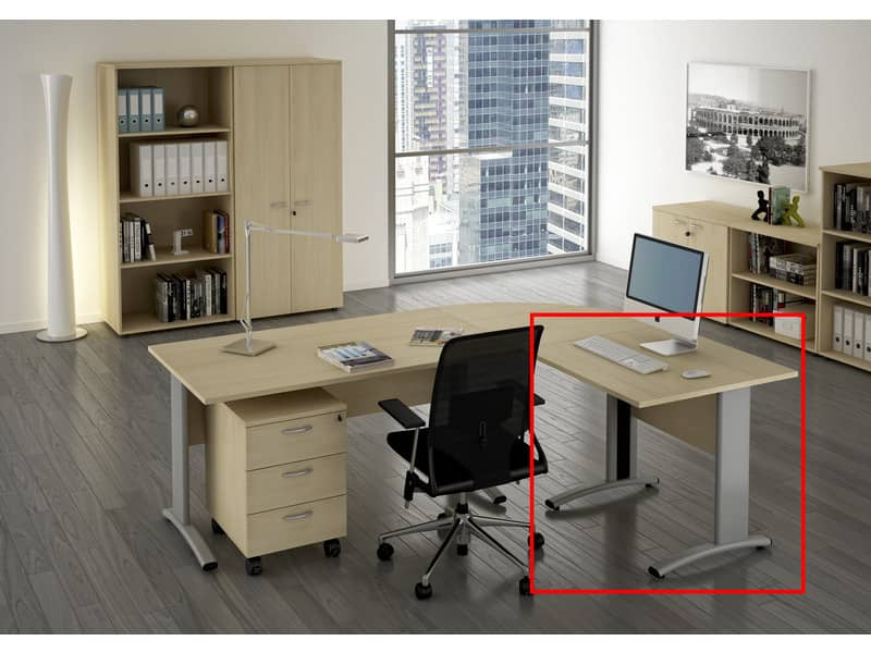 Scrivania Artexport Presto 80x80xH.72cm piano faggio - fianchi in metallo a L color alluminio - 001+30511/6