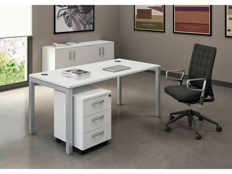 Scrivania per open space Artexport Bridge 140x80x72,5 cm - piano bianco - fianchi in metallo - SOL140-3