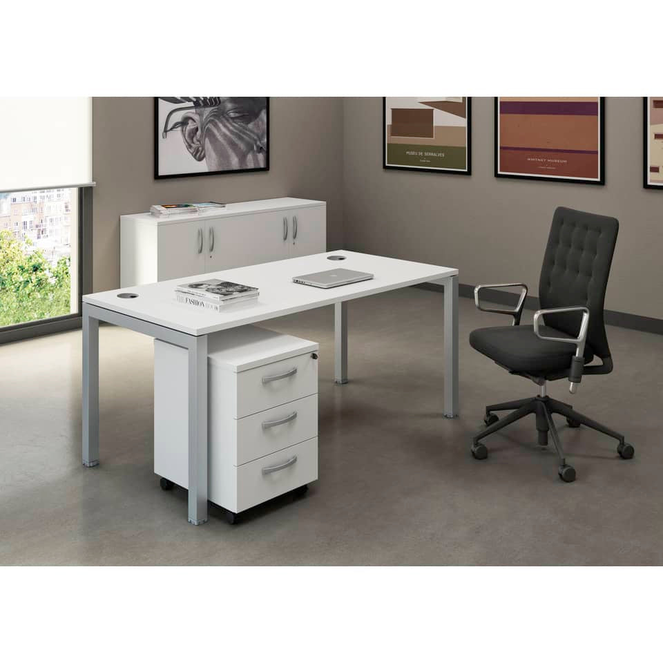 Scrivania per open space Artexport Bridge 160x80x72,5 cm - piano bianco - fianchi in metallo - SOL160-3