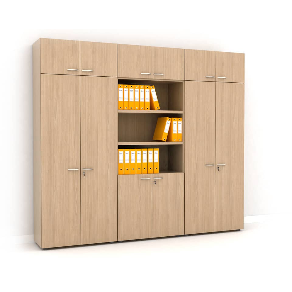 Armadio alto componibile Artexport 2898 - 2 ante basse + 2 ante medie in vetro - 90x45,8x200 cm - rovere