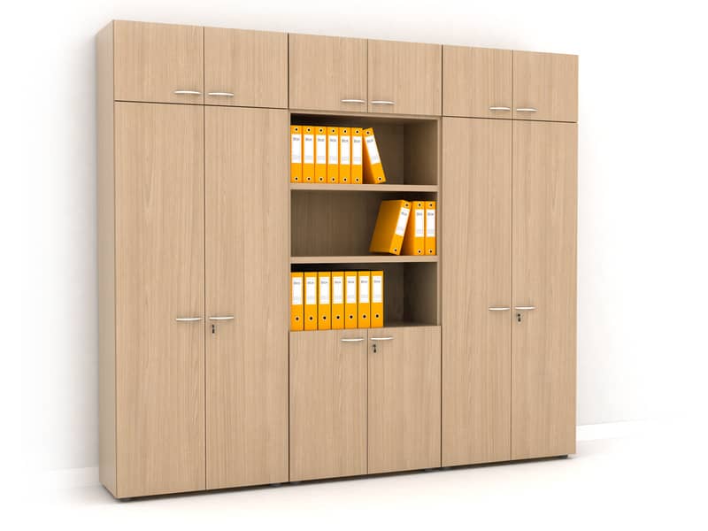 Armadio alto componibile Artexport 2898 - 2 ante basse + 2 ante medie in vetro - 90x45,8x200 cm - rovere