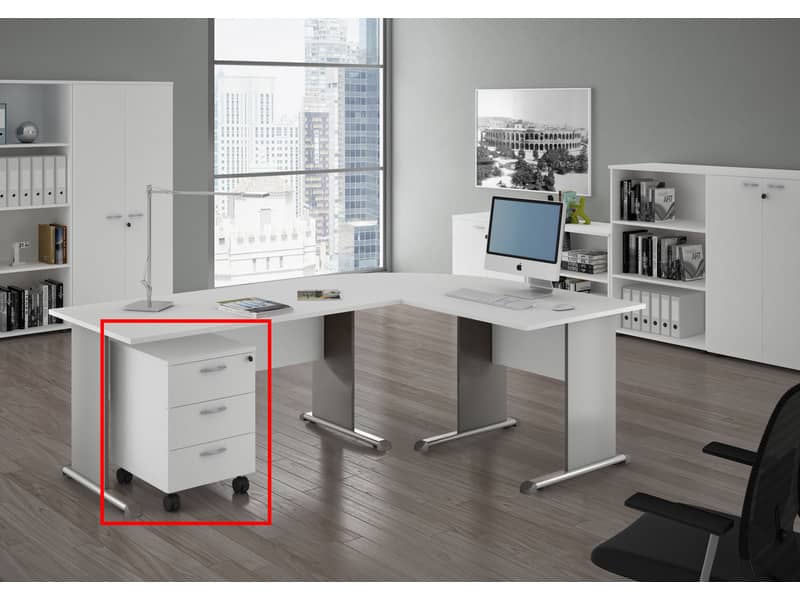 EC - Cassettiera a tre cassetti montata Artexport Presto 41,8x52x59,5 cm bianco 60019/3