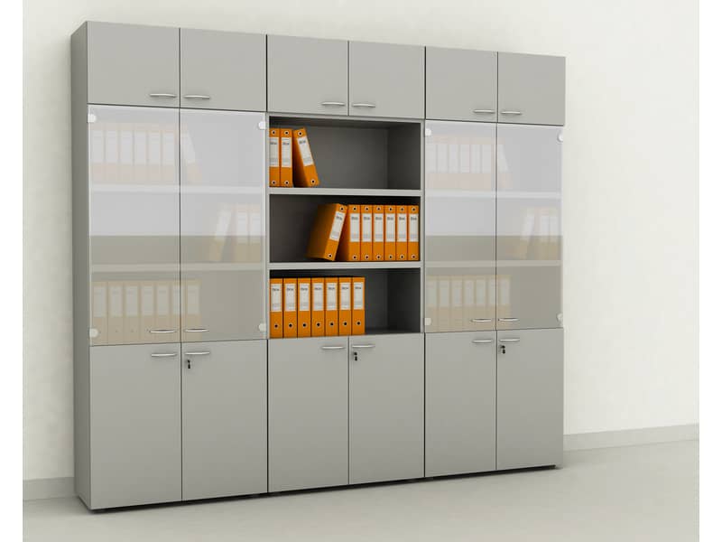 Armadio alto componibile Artexport 2898 - 2 ante basse - 90x45,8x200 cm - Grigio AR-ST+AR-AB-9