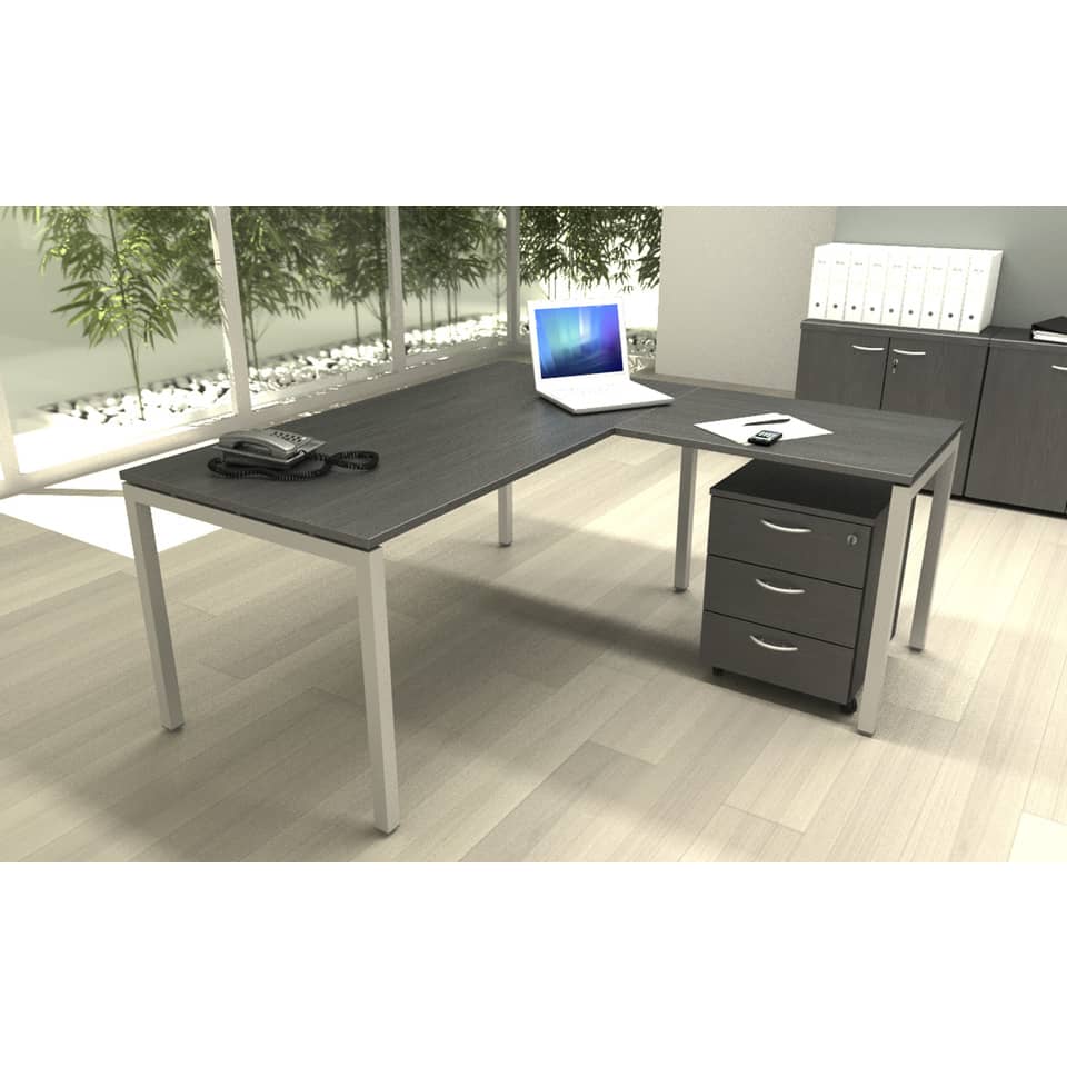 Scrivania Artexport Presto Venere Plus 180x80x72,5 cm piano nero ven. frassino gambe metallo 66005 + 86711N  + 86309N/8
