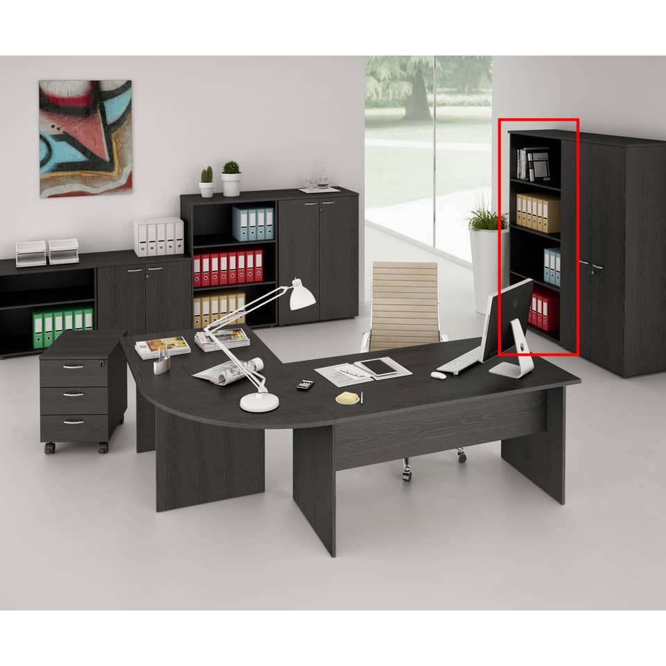 Mobile a giorno alto Artexport Presto 3 ripiani regolabili 80x35x180 cm nero venato frassino - 038+039/8