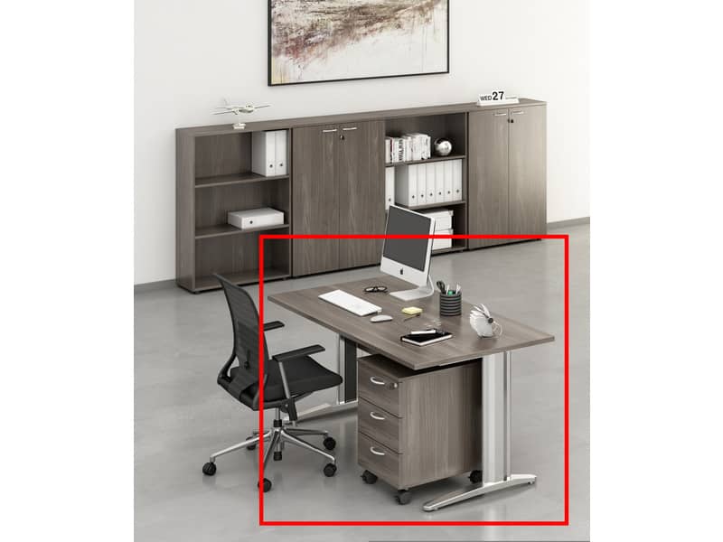 Scrivania Artexport Presto 80x80xH.72cm piano frassino toscano - fianchi in metallo L effetto cromato