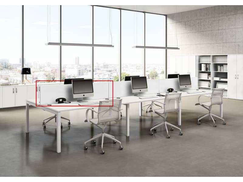 Pannello divisorio + staffe supporto per postazione open space Artexport Bridge 120x40 cm - bianco - PAN-120+BTAA-3
