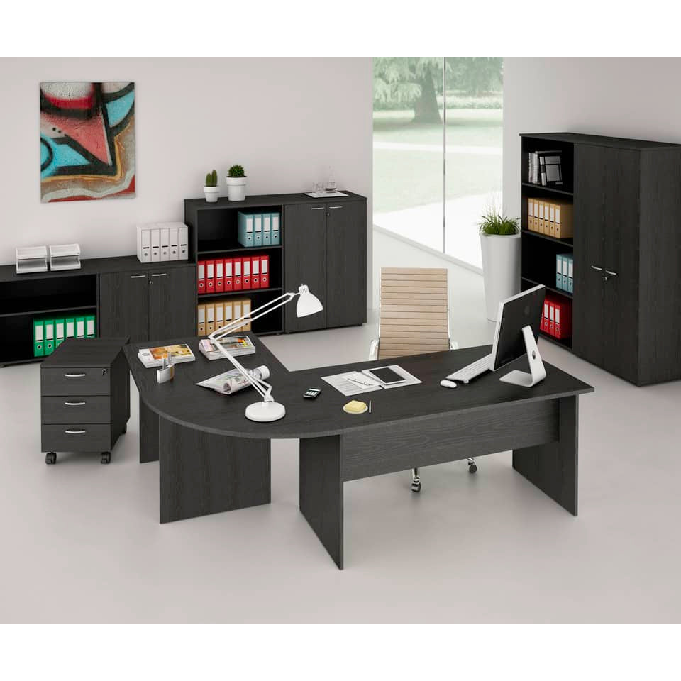Coppia ante con serratura Artexport in melaminico per mobile alto Presto 80x175 cm nero venato frassino - 60075/M/8