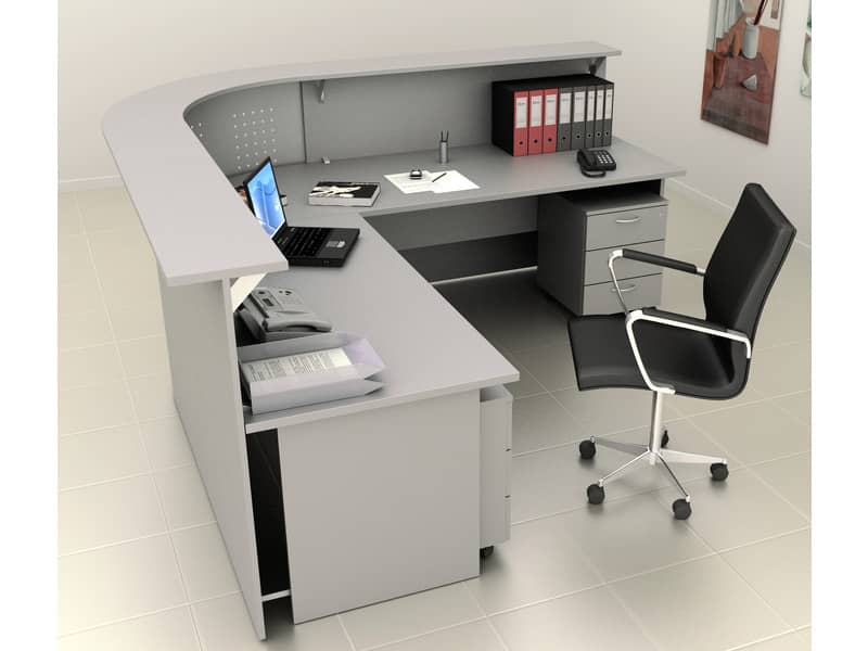 Bancone reception Artexport Presto angolare 90° 96,5x96,5xh115 cm finitura grigio - pannello in metallo - BA /9